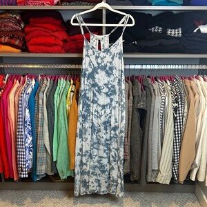 Beach Break blue/white tie dye adjustable strap back cut out midi dress size S